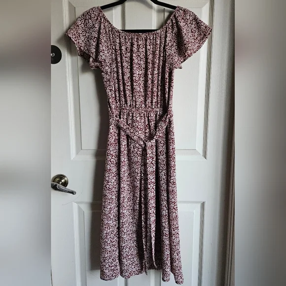 Monteau Floral Print Rust Dress, Size S - Picture 2 of 7